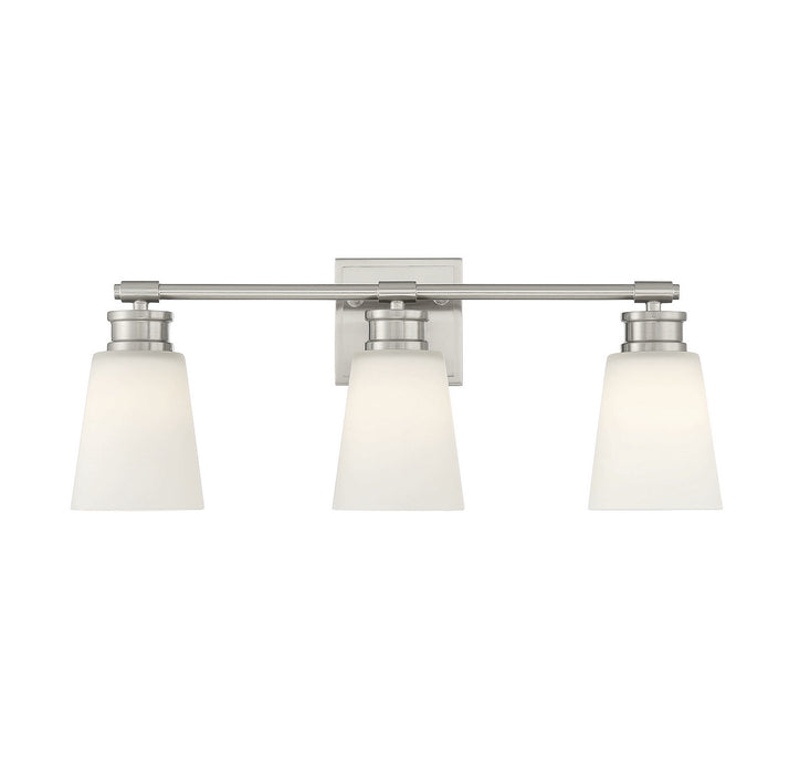 Meridian M80055BN Three Light Bathroom Vanity Light, Brushed Nickel