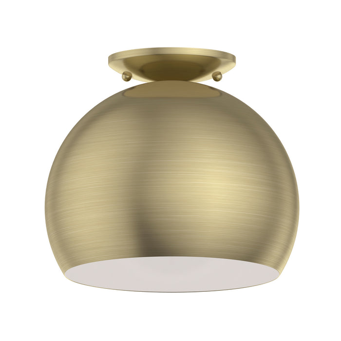 Livex Lighting 40800-01 One Light Flush Mount, Antique Brass
