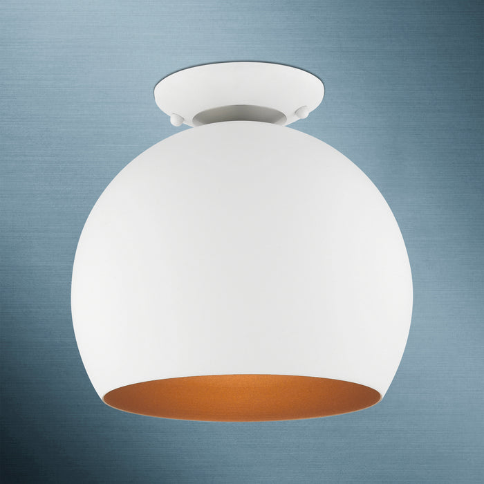 Livex Lighting 43390-03 One Light Semi-Flush Mount, White w/ Brushed Nickels