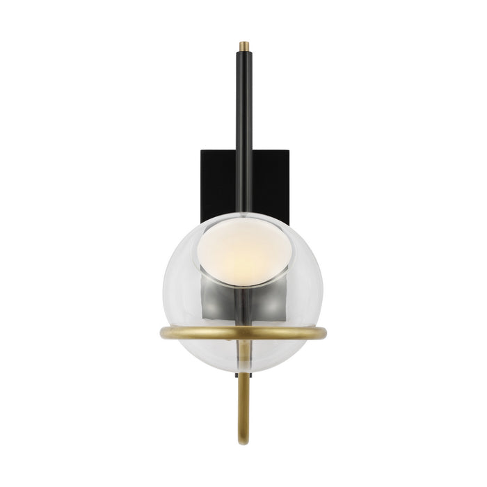 Visual Comfort Modern 700WSCRBY18BNB-LED927 LED Wall Sconce, Glossy Black/Natural Brass