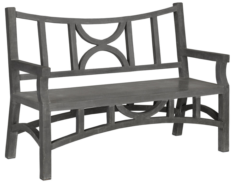 Currey and Company 2000-0011 Bench, Dark Gray/Faux Bois
