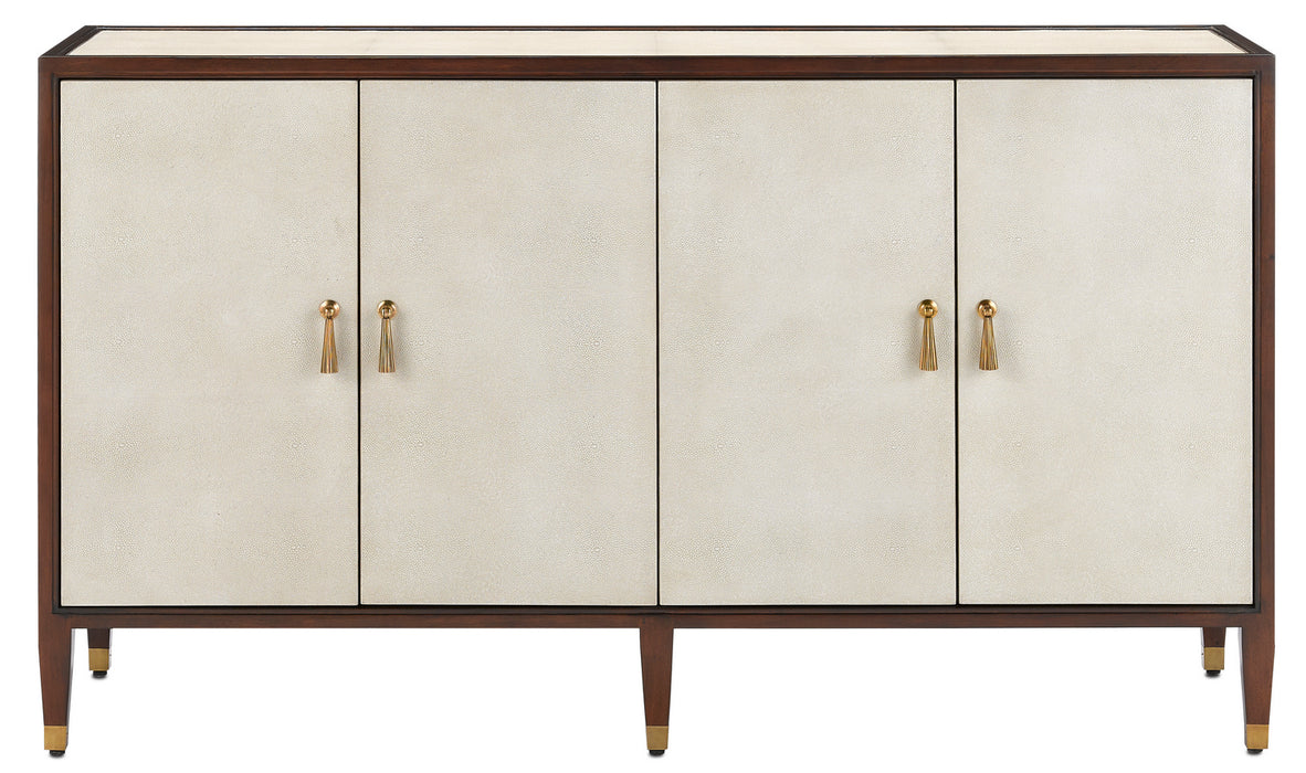 Currey and Company 3000-0142 Credenza, Ivory/Dark Walnut/Brass