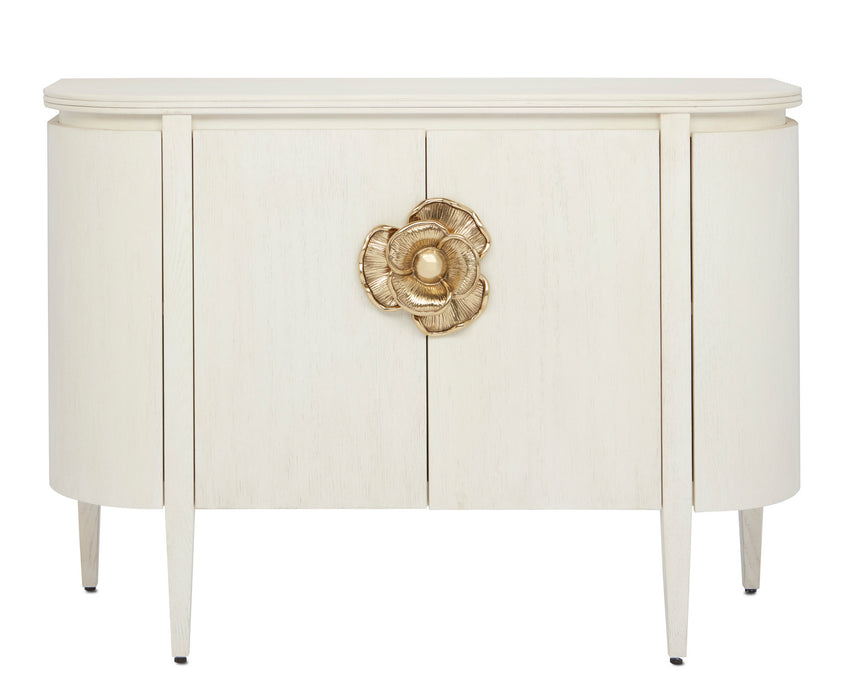 Currey and Company 3000-0201 Demi-Lune, Cerused White/Brass