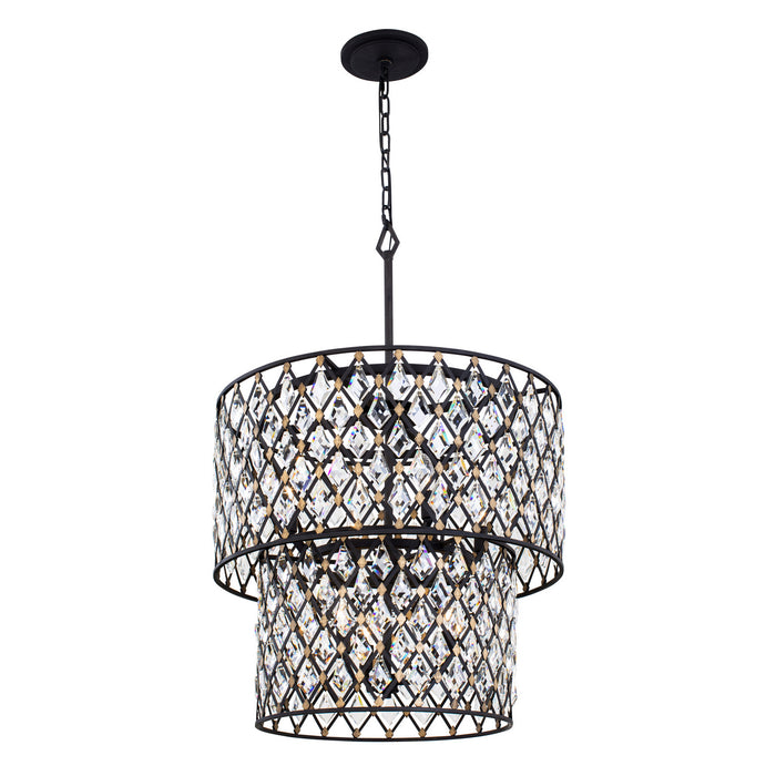 Varaluz 345C07CBHG Seven Light Chandelier, Carbon/Havana Gold