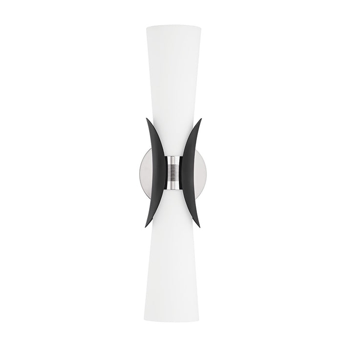 Troy Lighting B2102-PN/SBK Two Light Wall Sconce, Polished Nickel/Soft Black