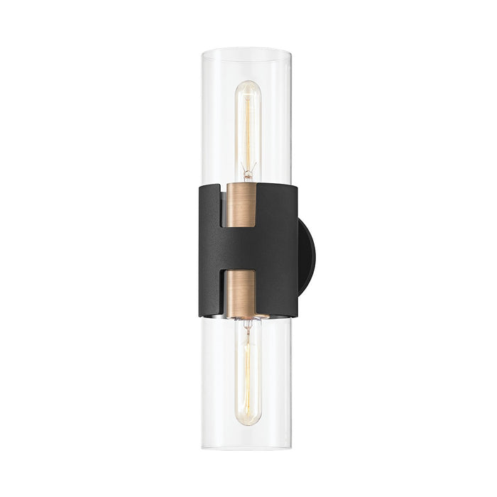 Troy Lighting B3231-PBR/TBK Two Light Wall Sconce, Patina Brass/Textured Black