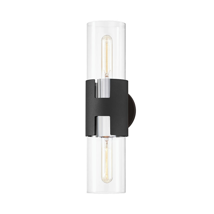 Troy Lighting B3231-PN/TBK Two Light Wall Sconce, Polished Nickel/Textured Black