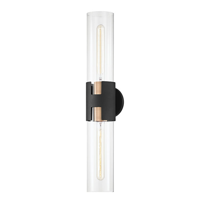 Troy Lighting B3232-PBR/TBK Two Light Wall Sconce, Patina Brass/Textured Black