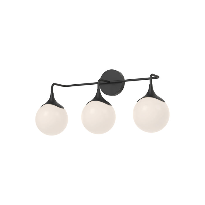 Alora VL505125MBOP Three Light Bathroom Fixtures, Matte Black/Opal Matte Glass