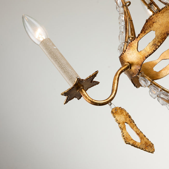 Lucas + McKearn CH1036-3 Three Light Chandelier, Gold Leaf W/Antique