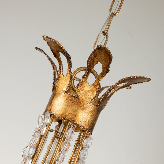 Lucas + McKearn CH1036-3 Three Light Chandelier, Gold Leaf W/Antique