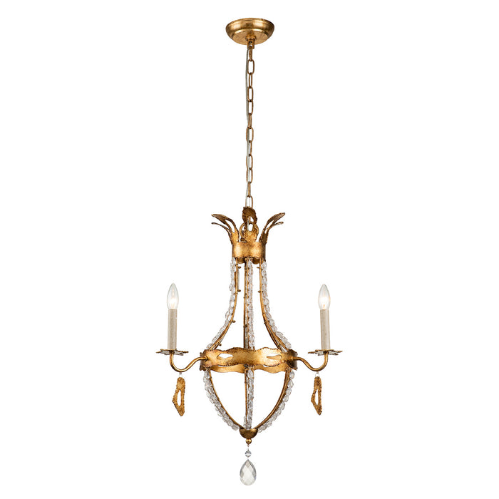 Lucas + McKearn CH1036-3 Three Light Chandelier, Gold Leaf W/Antique