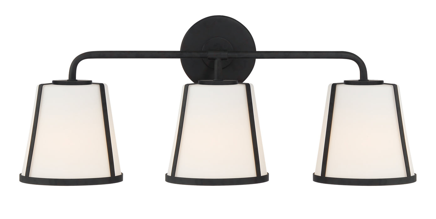 Crystorama FUL-913-BK Three Light Bath, Black