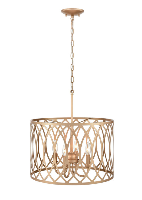 Millennium 4214-PMG Four Light Pendant, Painted Modern Gold