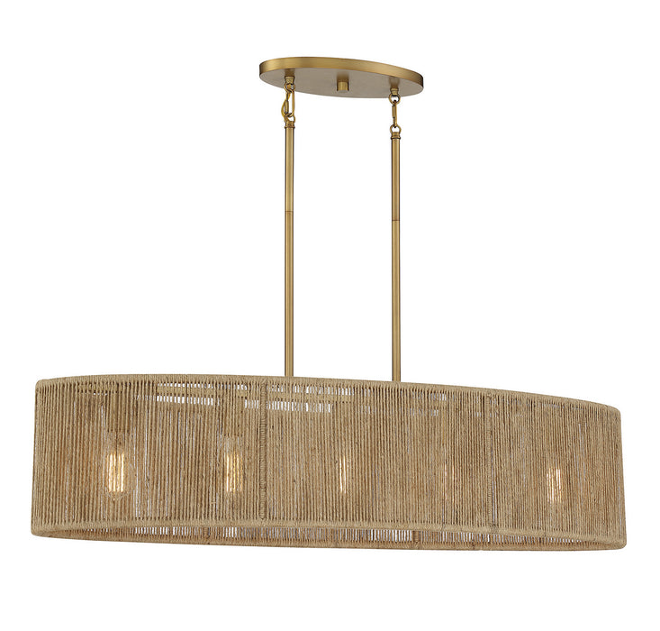Savoy House 1-1738-5-320 Five Light Chandelier, Warm Brass and Rope