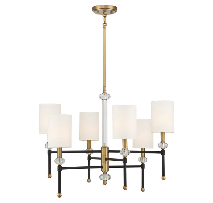Savoy House 1-1887-6-143 Six Light Chandelier, Matte Black with Warm Brass