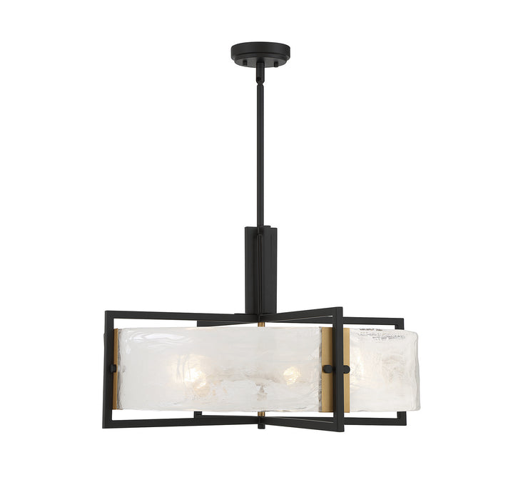 Savoy House 7-1696-5-143 Five Light Pendant, Matte Black with Warm Brass