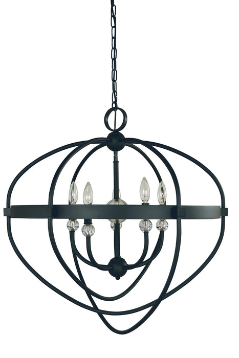 Framburg L1150 MBLACK Five Light Chandelier, Matte Black