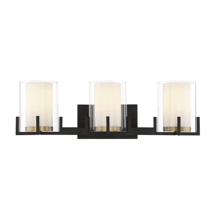 Savoy House 8-1977-3-143 Three Light Bathroom Vanity, Matte Black with Warm Brass