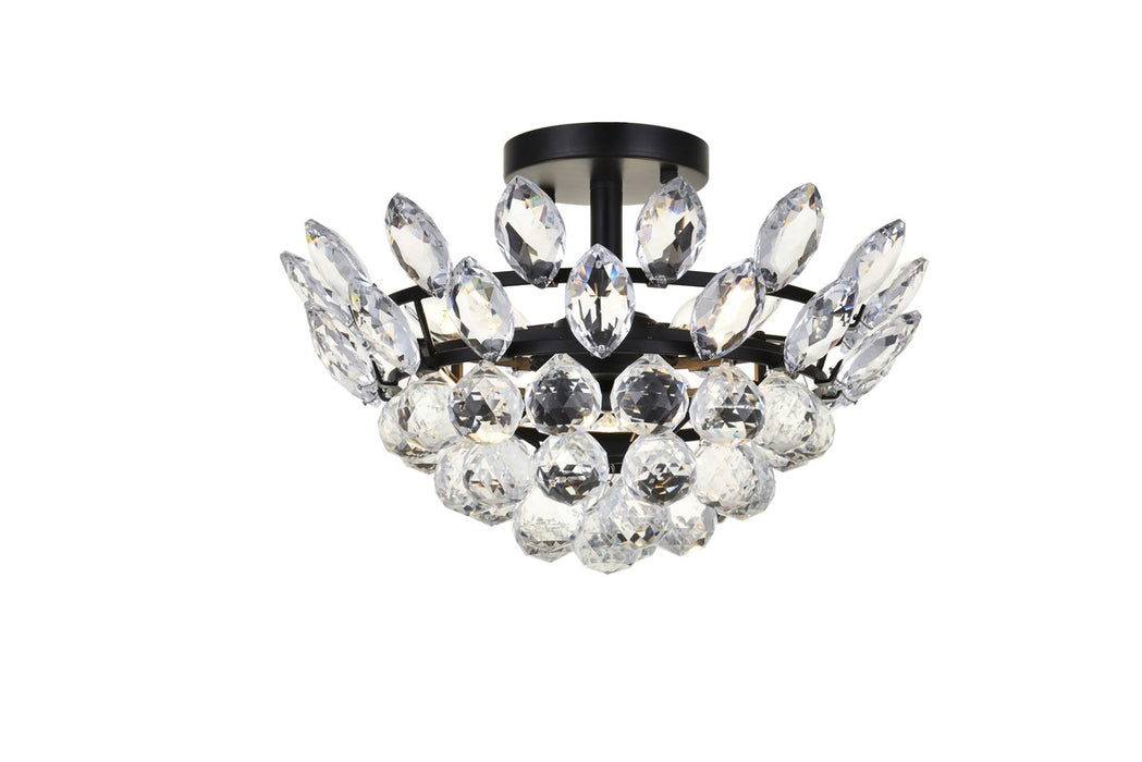 Elegant Lighting 1105F14BK Three Light Flush Mount, Black