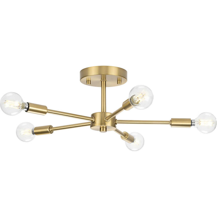 Progress Lighting P350219-109 Five Light Semi-Flush Mount, Brushed Bronze