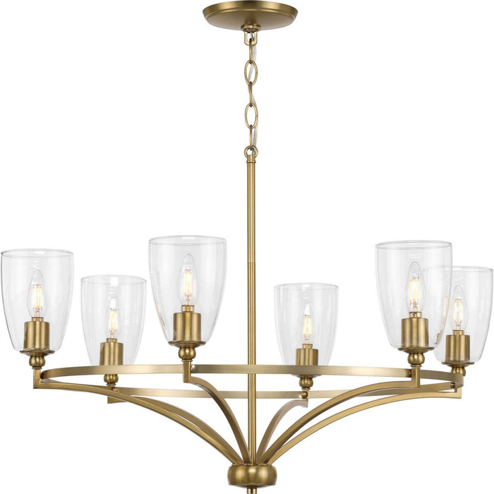 Progress Lighting P400297-109 Six Light Chandelier, Brushed Bronze