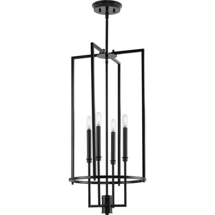 Progress Lighting P500363-31M Four Light Foyer Chandelier, Matte Black