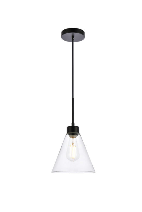 Elegant Lighting LD2501BK One Light Pendant, Black