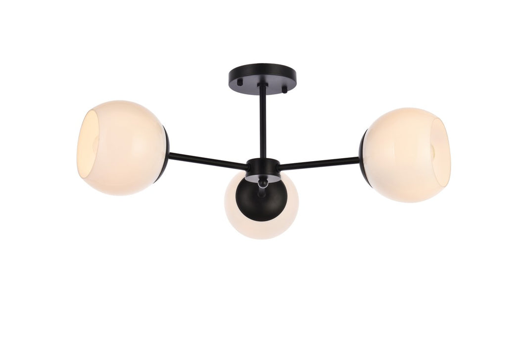 Elegant Lighting LD649F26BK Three Light Flush Mount, black