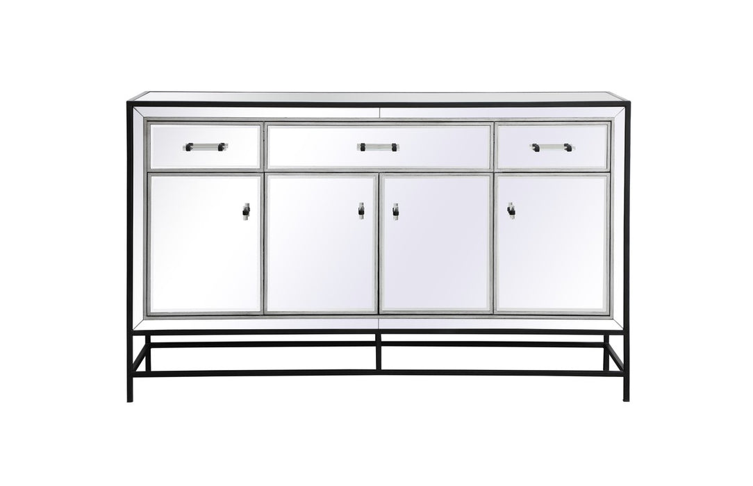 Elegant Lighting MF72060BK Credenza with fireplace, Black