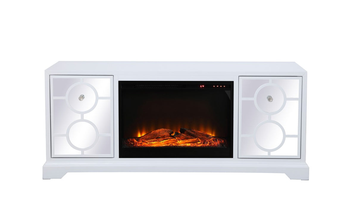 Elegant Lighting MF801WH-F1 TV Stand with Fireplace, White