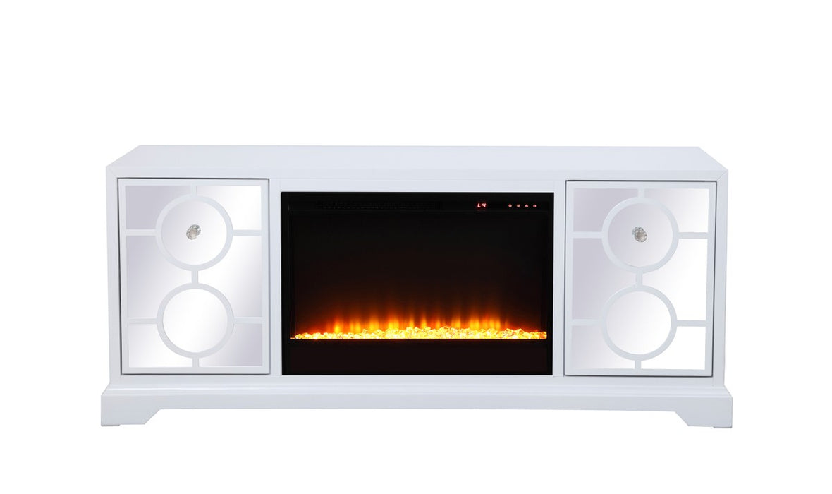 Elegant Lighting MF801WH-F2 TV Stand with Fireplace, White