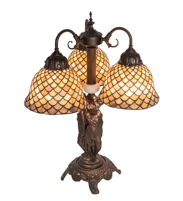 Meyda Tiffany 245477 Three Light Table Lamp, Mahogany Bronze