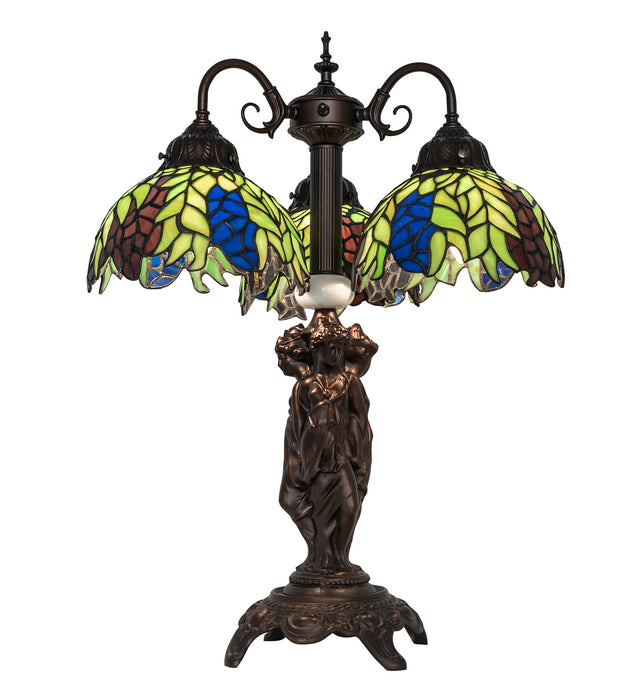 Meyda Tiffany 245478 Three Light Table Lamp, Mahogany Bronze