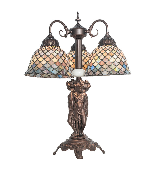 Meyda Tiffany 245479 Three Light Table Lamp, Mahogany Bronze