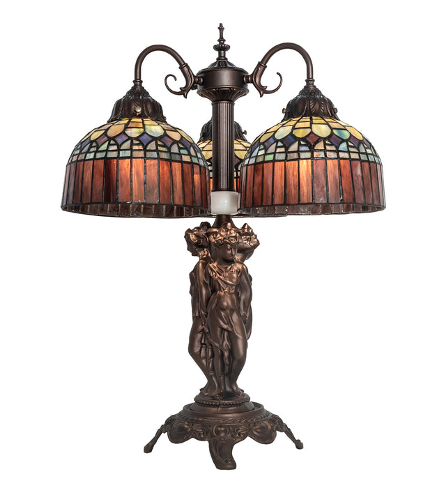 Meyda Tiffany 245481 Three Light Table Lamp, Mahogany Bronze