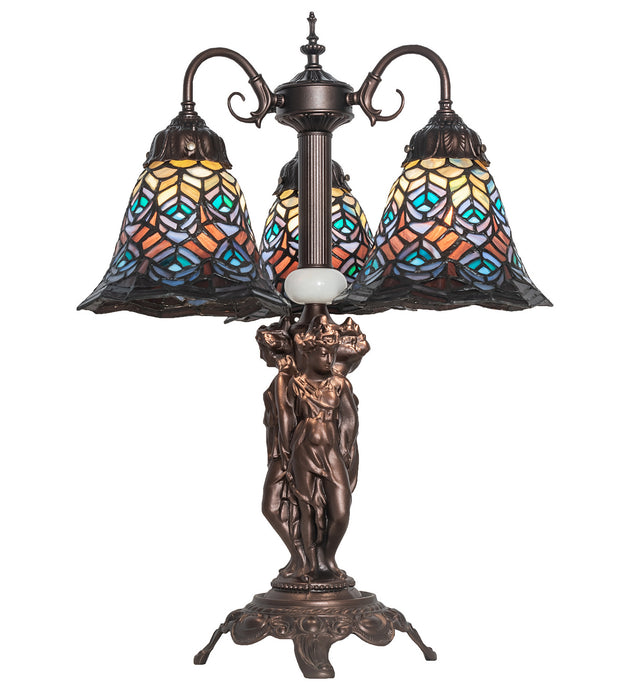 Meyda Tiffany 245482 Three Light Table Lamp, Mahogany Bronze