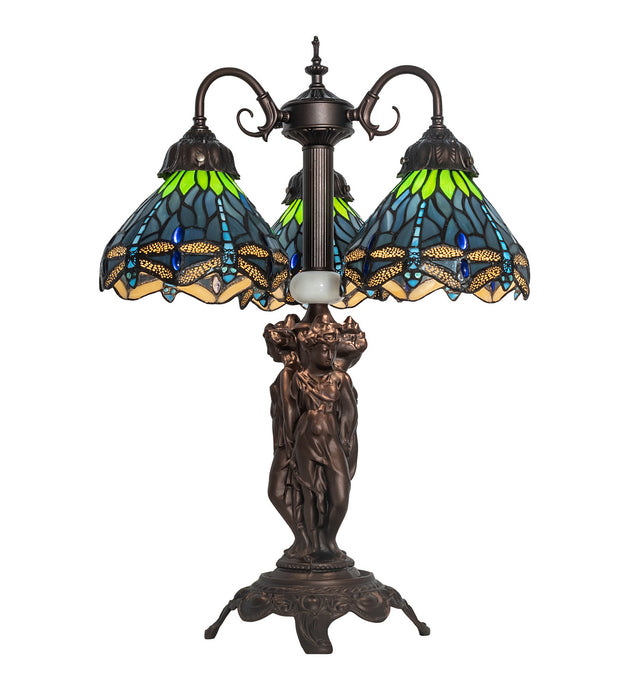 Meyda Tiffany 245483 Three Light Table Lamp, Mahogany Bronze