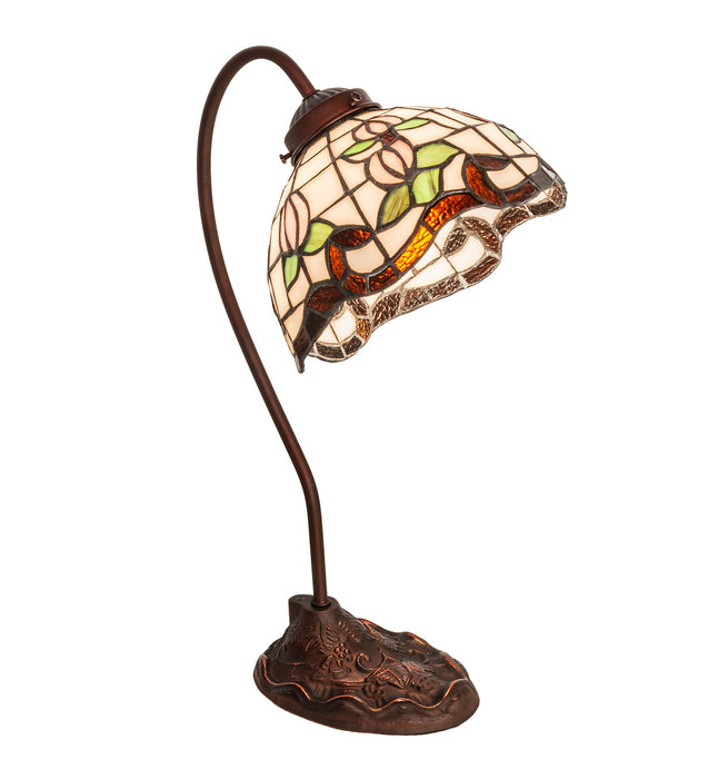 Meyda Tiffany 247780 One Light Desk Lamp, Mahogany Bronze