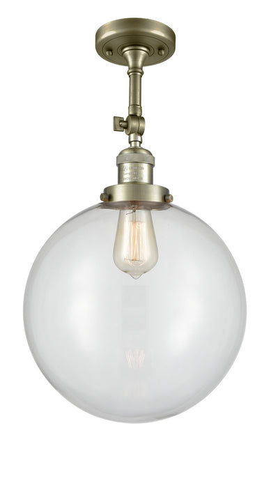 Innovations 201F-AB-G202-12 One Light Semi-Flush Mount, Antique Brass