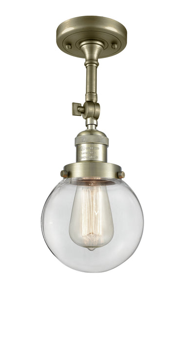 Innovations 201F-AB-G202-6 One Light Semi-Flush Mount, Antique Brass