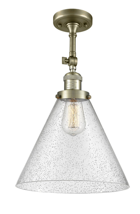 Innovations 201F-AB-G44-L One Light Semi-Flush Mount, Antique Brass