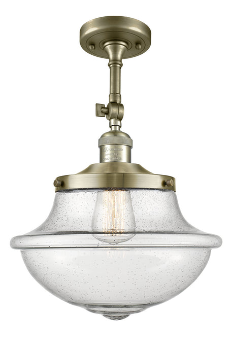 Innovations 201F-AB-G544 One Light Semi-Flush Mount, Antique Brass