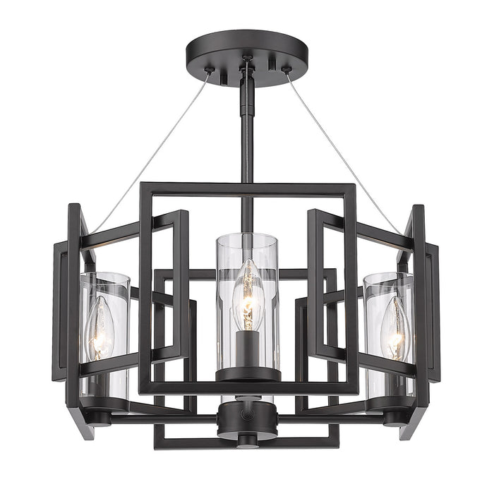 Golden 6068-SF BLK Four Light Semi-Flush Mount, Matte Black