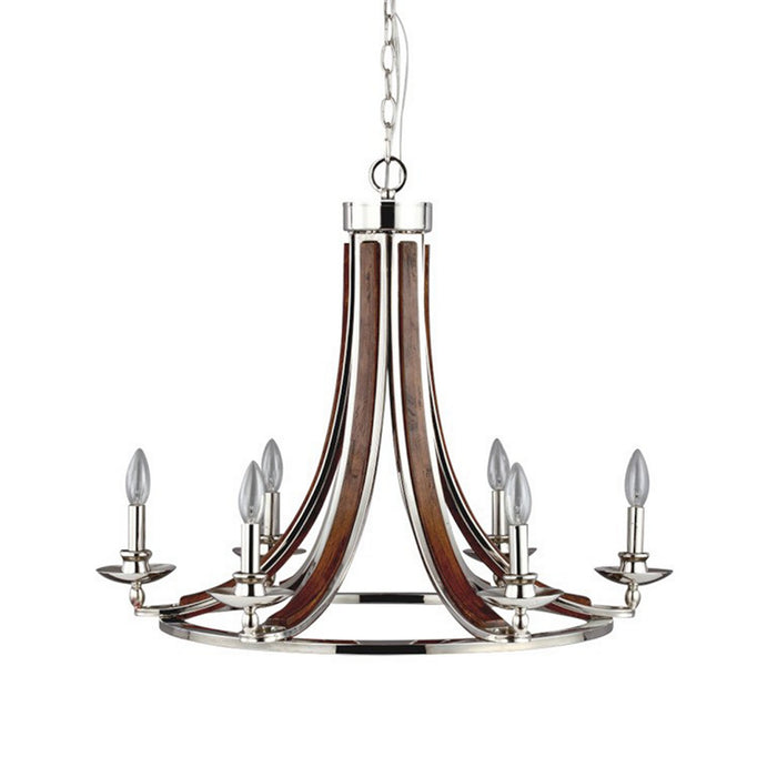 Zeev Lighting CD10074-6-PN-PW Six Light Chandelier, Polished Nickel