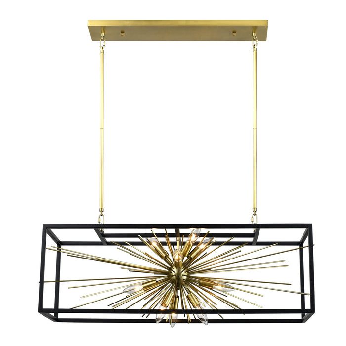 Zeev Lighting CD10489-10-AGB+MBK Ten Light Chandelier, Aged Brass
