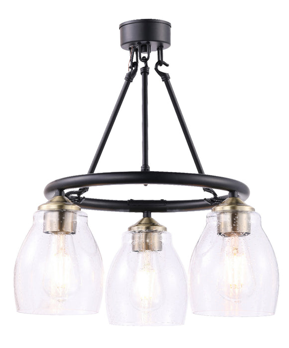 Minka-Lavery 2437-878 Three Light Chandelier, Coal And Stained Brass