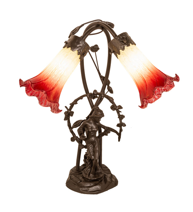 Meyda Tiffany 251671 Two Light Table Lamp, Mahogany Bronze