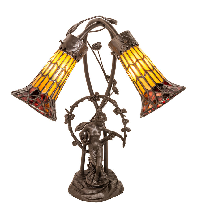 Meyda Tiffany 251672 Two Light Table Lamp, Mahogany Bronze