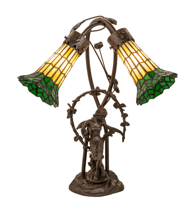 Meyda Tiffany 251675 Two Light Table Lamp, Mahogany Bronze